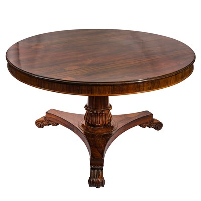 Lot 309 - A William IV rosewood tilt top breakfast table
