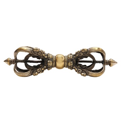 Lot 544 - A Sino-Tibetan four-pronged bronze vajra, 19th/20th century