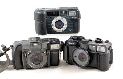 Lot 354 - A Group of Three Rare Japanese Heavy Duty "Construction Site" Compact Cameras.