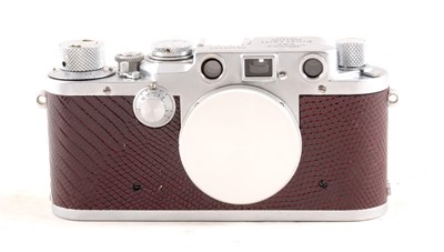 Lot 248 - Leica IIIc Body, Professionally Recovered in Faux Burgandy Lizard Skin.