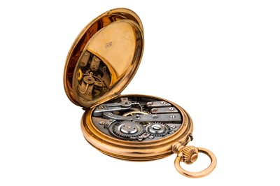 Lot 467 - Antique Swiss 18k Gold and Enamel Full Hunter Fob Watch