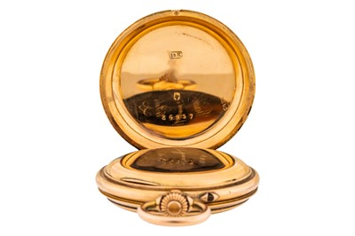 Lot 467 - Antique Swiss 18k Gold and Enamel Full Hunter Fob Watch