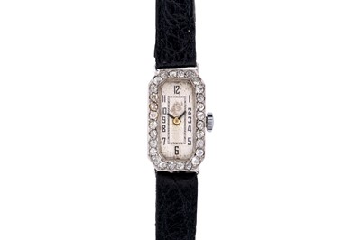 Lot 458 - Lady's Art Deco Platinum and Diamond Cocktail Watch