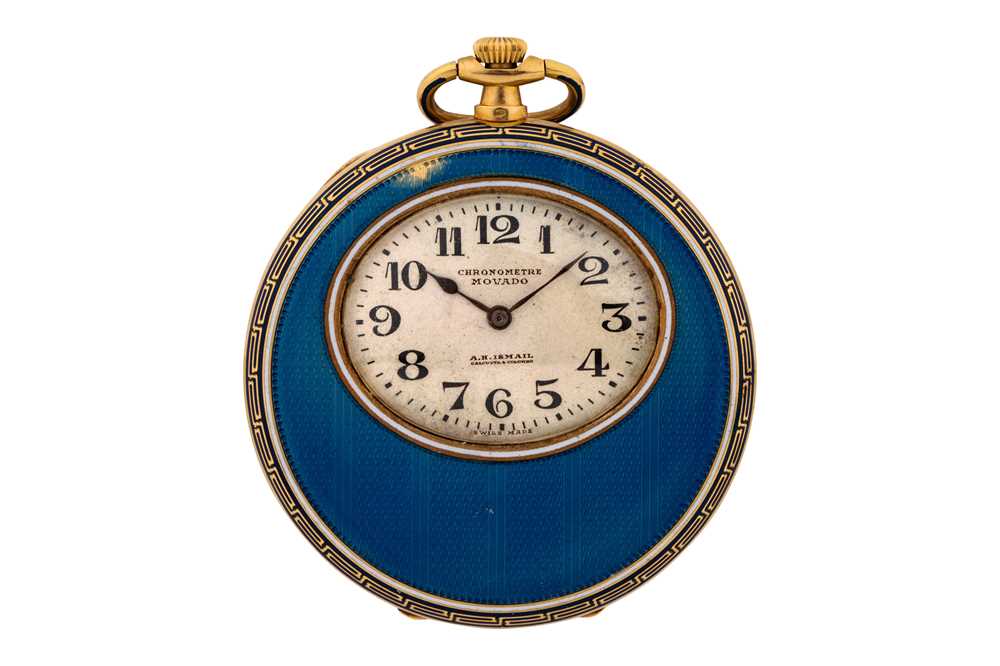 Lot 466 - Movado - 18k Gold and Enamelled Open Faced Chronometer Pocket Watch