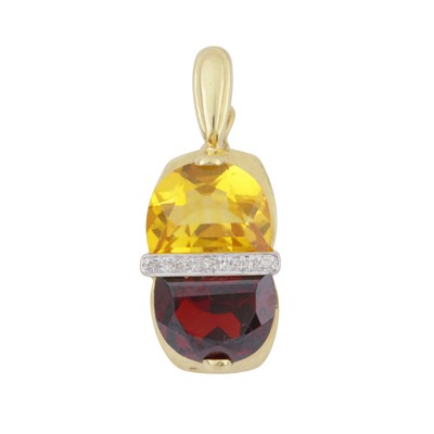 Lot 140 - A garnet, citrine, and diamond pendant