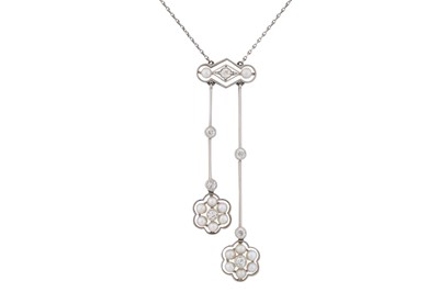 Lot 23 - A seed pearl and diamond negligé necklace