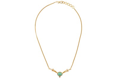 Lot 88 - A jade and diamond necklace