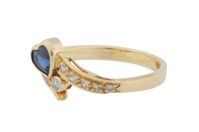 Lot 59 - A sapphire and diamond heart ring