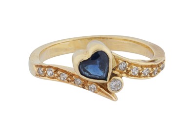 Lot 59 - A sapphire and diamond heart ring