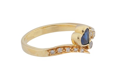Lot 59 - A sapphire and diamond heart ring