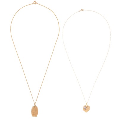 Lot 133 - Two locket pendant necklaces