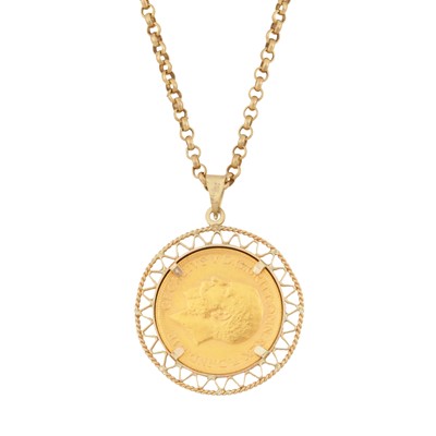 Lot 188 - A full sovereign coin pendant necklace