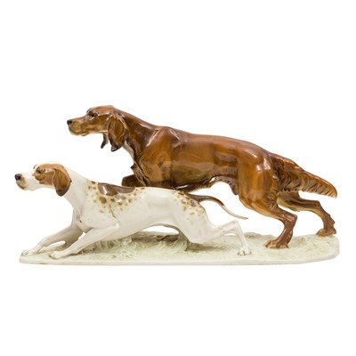 Lot 15 - A Hutscchenreuther porcelain dog group