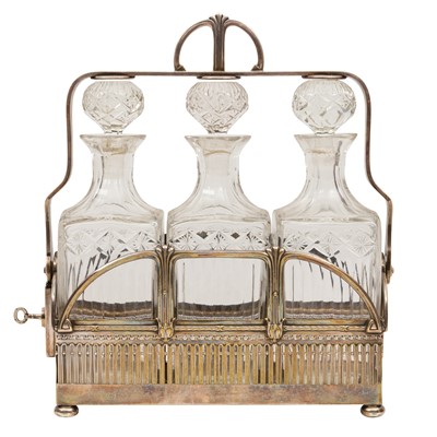 Lot 94 - A WMF Secessionist silver plated three bottle tantalus