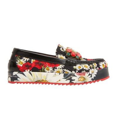 Lot 569 - Dolce & Gabbana Red Floral Palermo Loafer - Size 36.5