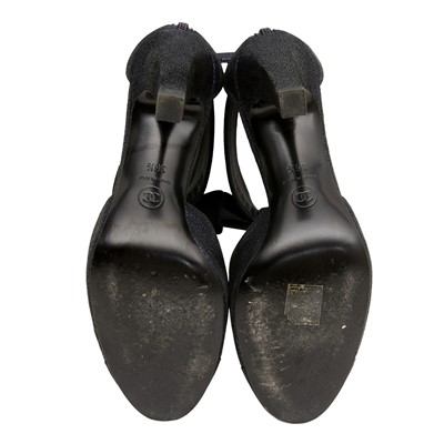 Lot 82 - Chanel Metallic Navy CC Shoe Boot - Size 36.5