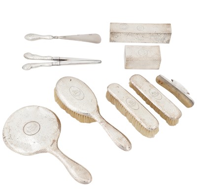 Lot 551 - An Edwardian sterling silver dressing table set, London 1909 by W and G Neal