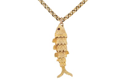 Lot 305 - A fish pendant chain necklace, circa 1976-1977