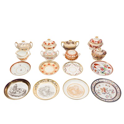Lot 48 - A collection of English porcelain sucriers and plates