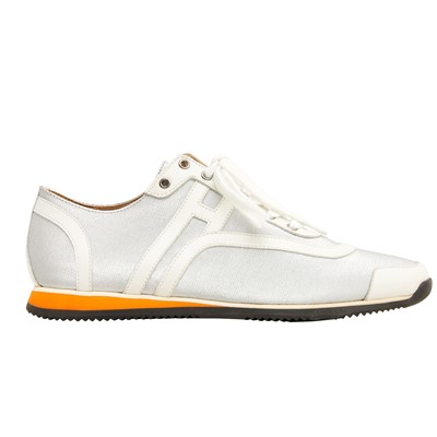 Lot 260 - Hermes Silver Tie Break Low Sneaker - Size 38