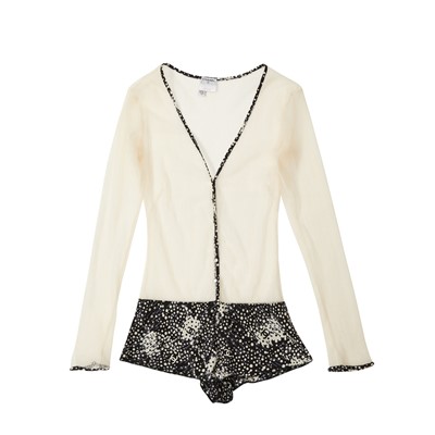 Lot 210 - Chanel Ivory Mesh CC Bodysuit - Size 42