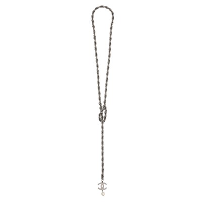 Lot 65 - Chanel Ivory Pearl Drop CC Lariat Necklace