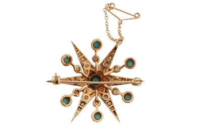 Lot 9 - A turquoise and seed pearl star brooch