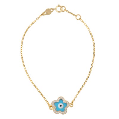 Lot 63 - An evil eye diamond flower bracelet