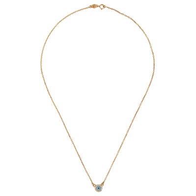 Lot 195 - An evil eye and diamond pendant necklace