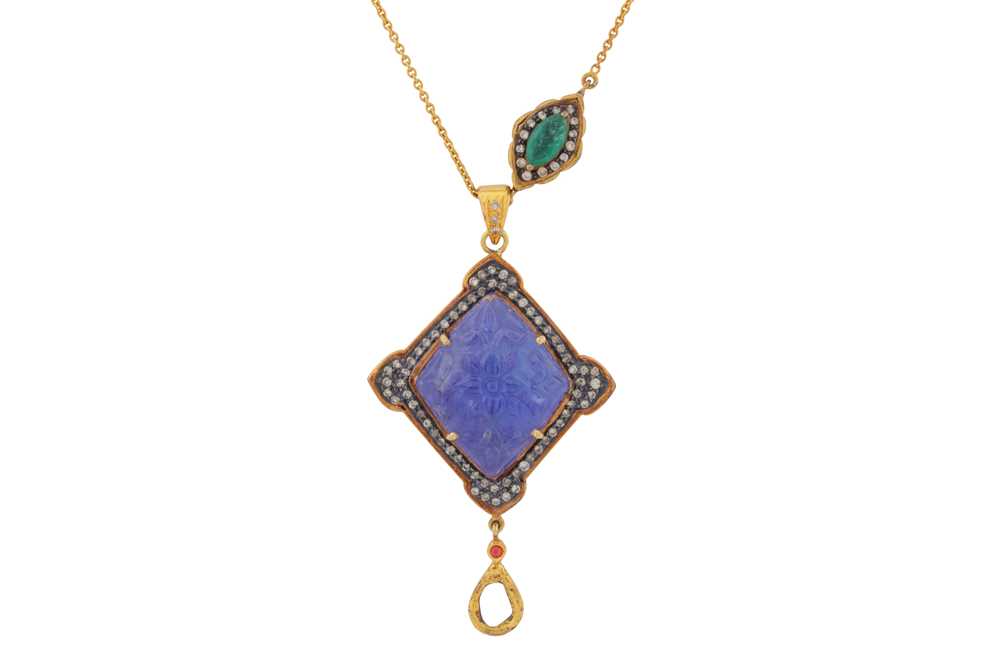Lot 78 - Amrapali Ι A tanzanite and diamond pendant necklace, circa 2012