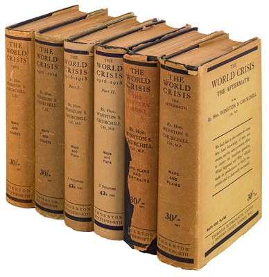 Lot Churchill. World Crisis. Inscribed in 4 vols. 1923-31