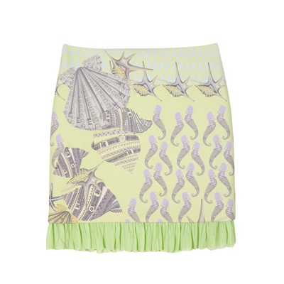Lot 685 - Versace Pale Green Scuba Sea Print Skirt - Size 42