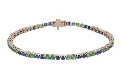 Lot 112 - A sapphire and emerald line bracelet