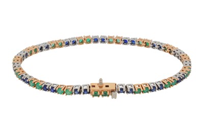 Lot 112 - A sapphire and emerald line bracelet