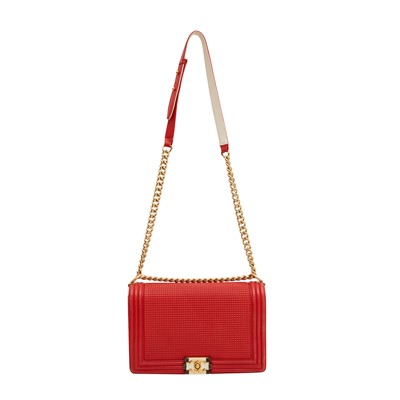 Lot 30 - Chanel Red Cubed Medium Boy Bag