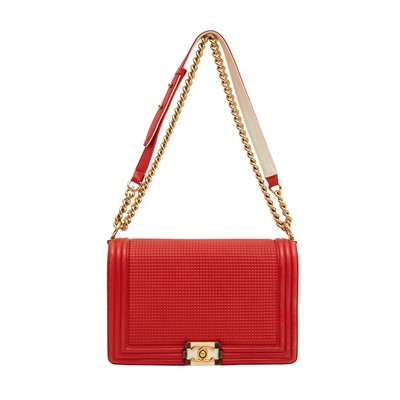 Lot 30 - Chanel Red Cubed Medium Boy Bag