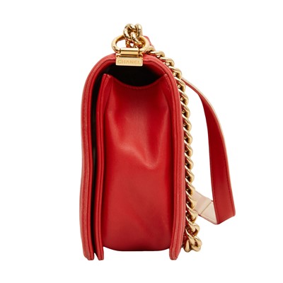 Lot 30 - Chanel Red Cubed Medium Boy Bag