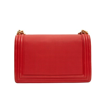 Lot 30 - Chanel Red Cubed Medium Boy Bag
