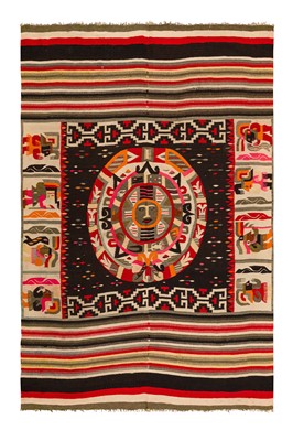 Lot 17 - An unusual Mexican kilim, approx: 276cm. x 159cm