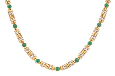 Lot 106 - Gio Caroli Ι An emerald and diamond choker necklace, circa 1985