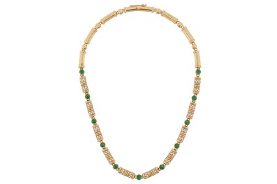 Lot 106 - Gio Caroli Ι An emerald and diamond choker necklace, circa 1985