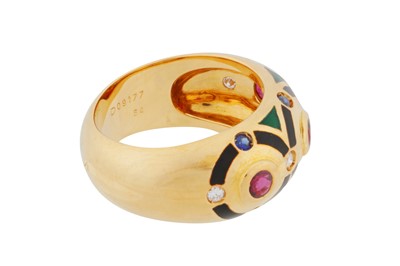 Lot 157 - Cartier l A gem-set enamel ring, circa 1994