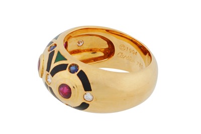 Lot 157 - Cartier l A gem-set enamel ring, circa 1994