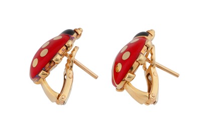 Lot 169 - Cartier l A pair of enamel ladybird stud earrings, circa 1990