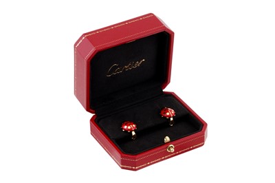 Lot 169 - Cartier l A pair of enamel ladybird stud earrings, circa 1990