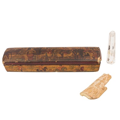 Lot 398 - A Persian Qajar papier mâché pen box, 19th century