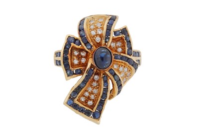 Lot 62 - A sapphire and diamond bow ring