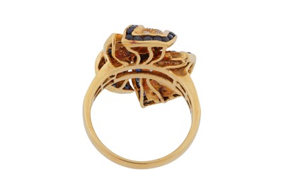 Lot 62 - A sapphire and diamond bow ring