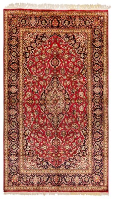 Lot 84 - A very fine silk Kashan rug, central Persia, approx: 221cm. x 135cm