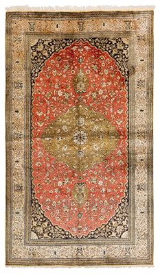 Lot 31 - A very fine silk Qum rug, central Persia, approx: 217cm. x 138cm